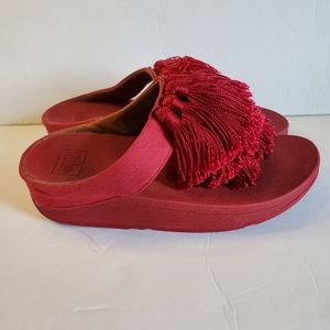Fitflop Fringe Sandals Size 7 Red